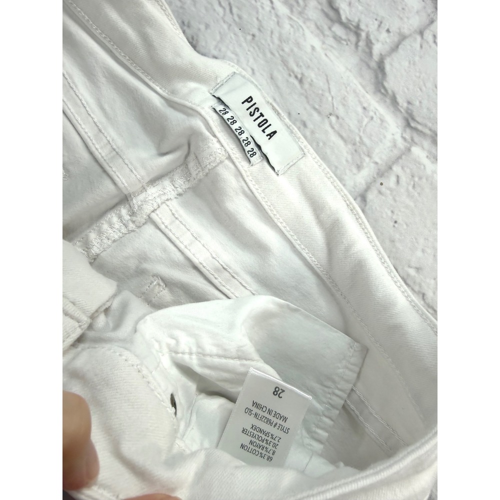 Pistola Jeans Womens 28 White Excellent Tapered Stretch Denim P6822FTN-SLO - Picture 3 of 7